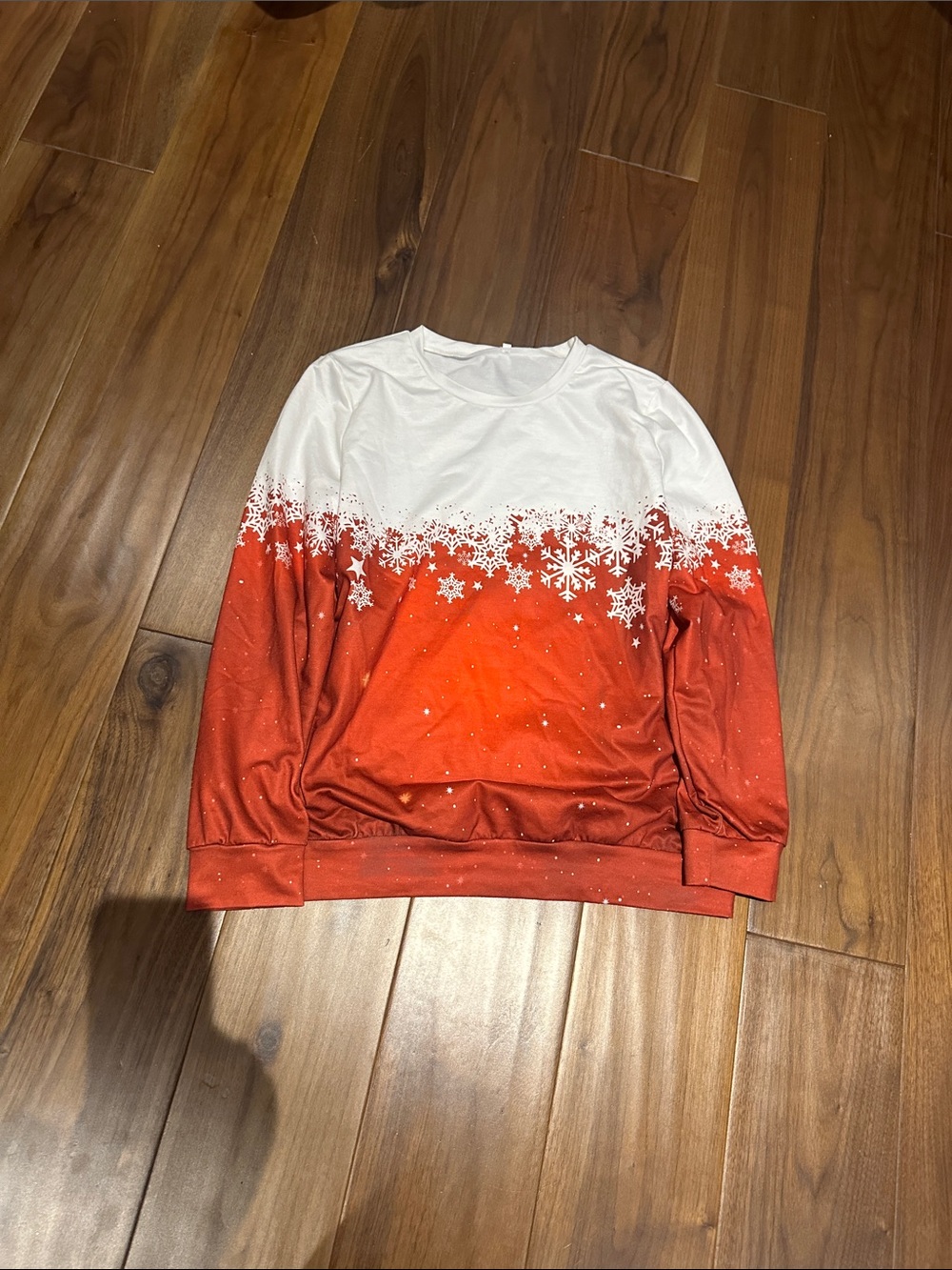 White and Red Snowflake Gradient top.